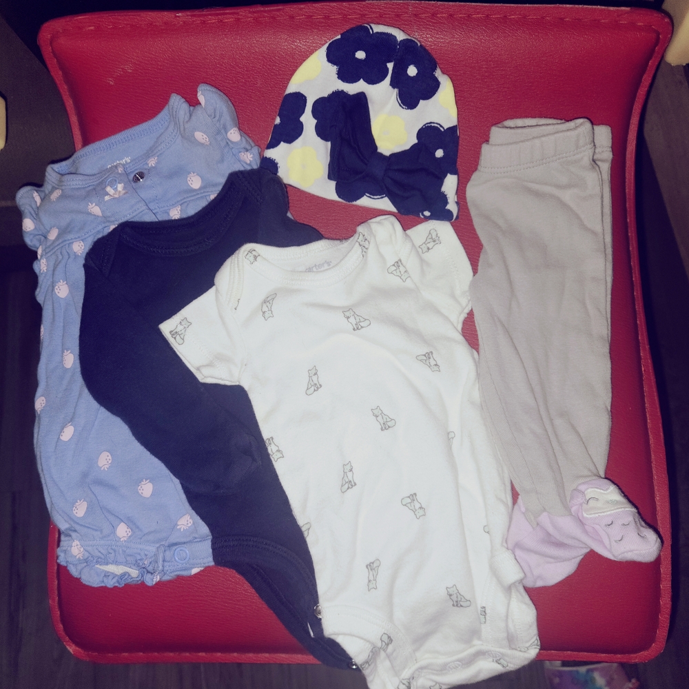 Carter's Bodysuit Set - Blue, White, and Gray